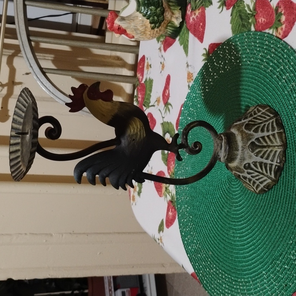 COLLECTIBLE CAST IRON RUSTIC ROOSTER CANDLE WAX HOLDER - Picture 3 of 8